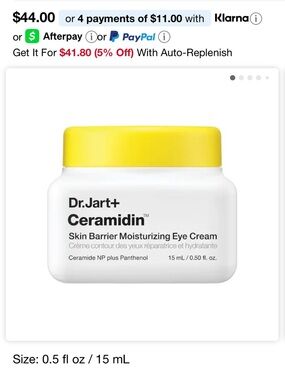 Dr. Jart+ Ceramidin Skin Barrier Moisturizing Eye Cream — Yellow